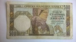 Billet banque Serbie 500 Dinars 1941 TBE