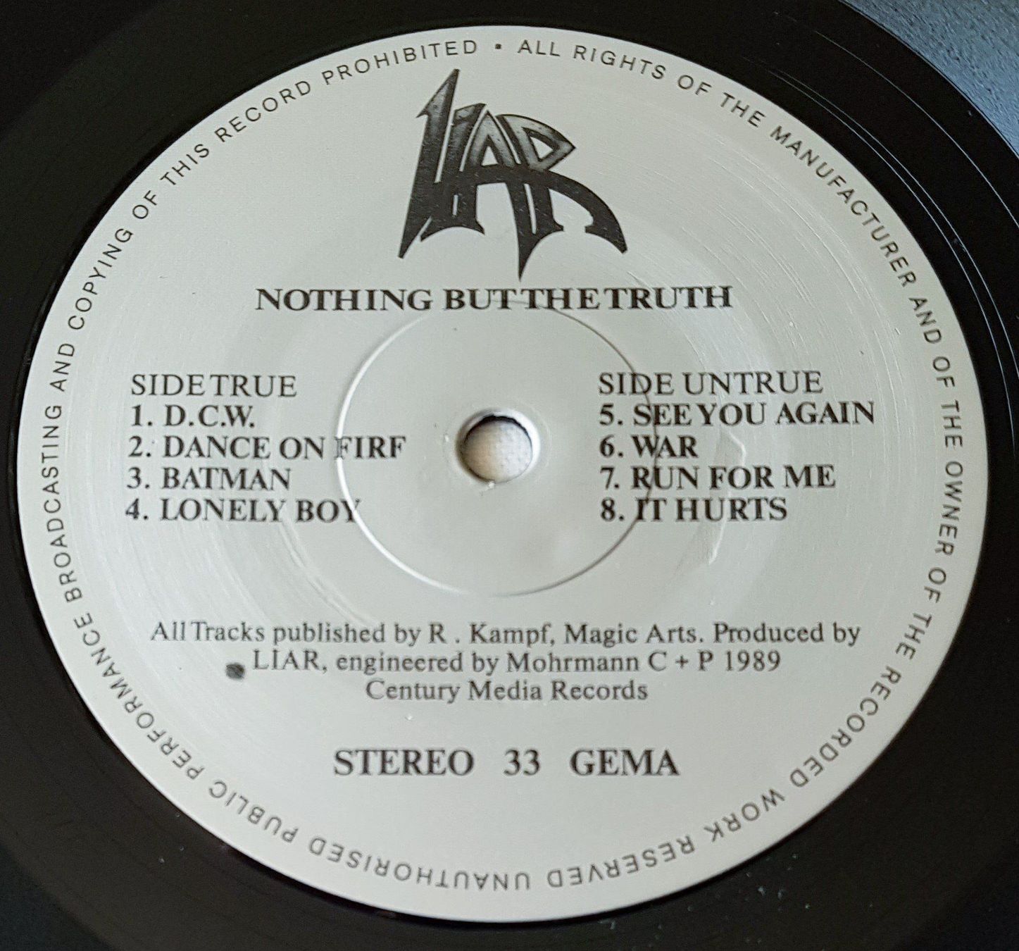Dischi in vinile: Liar - Nothing But The Truth - LP - 1989 - First Press – Usato da Uster venduto da Zardodel 5
