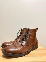 Herren Stiefel braun Leder Schnürung Reissverschluss Grösse 