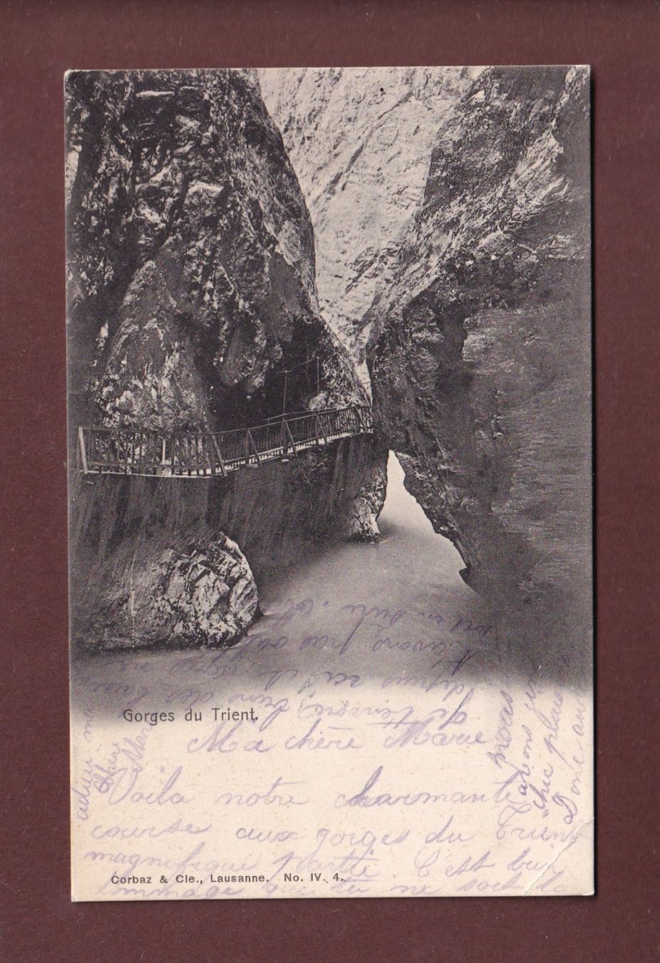 Cartes postales: GORGES DU TRIENT - 1904 – D'occasion à Pully par nicecards-shop