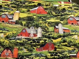 Patchworkstoff Farmerhäuser