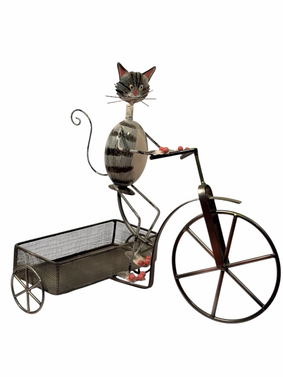 Tutte le decorazioni: Cat Bicycle Planter Metal Decoration Used – Usato da Lausanne venduto da artnouveau05