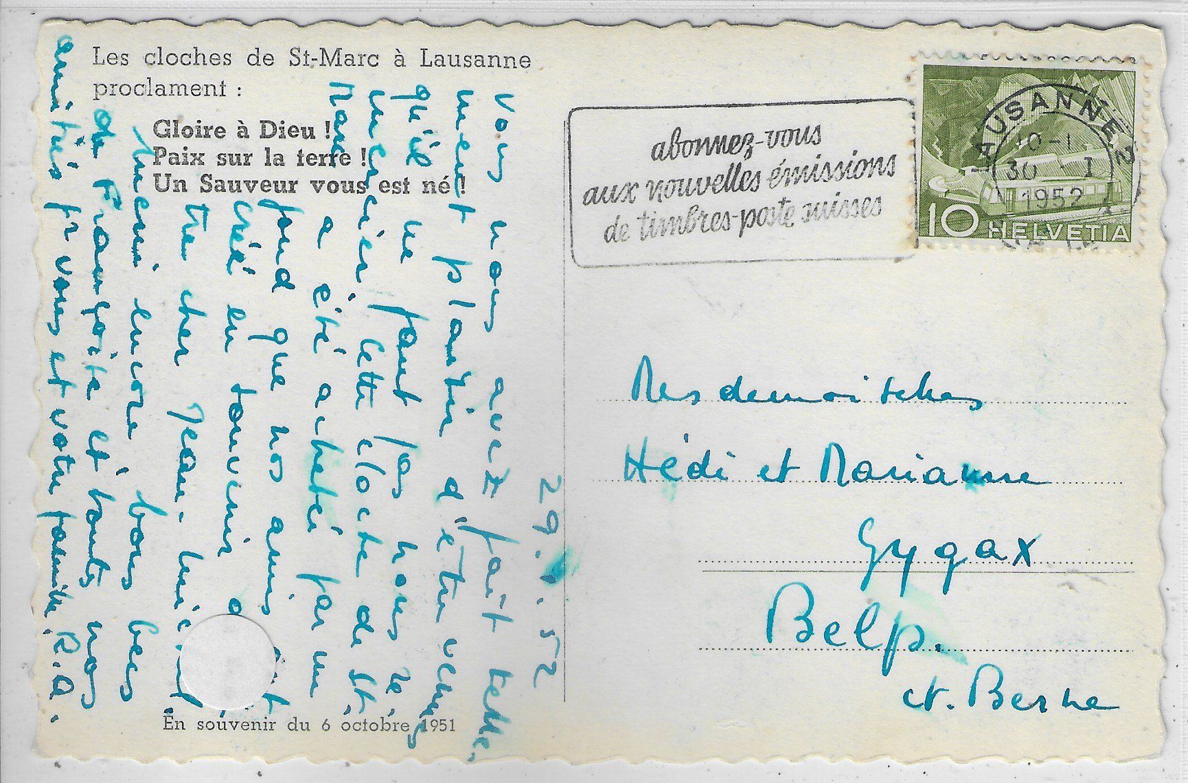Cartoline postali: Les cloches de St-Marc a Lausanne – Usato da Ettingen venduto da Kartenplanet 1