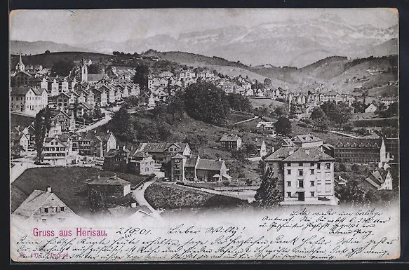 Cartoline postali: Herisau, Teilansicht mit Blick in die Be – Usato da Berlin venduto da bartko-reher
