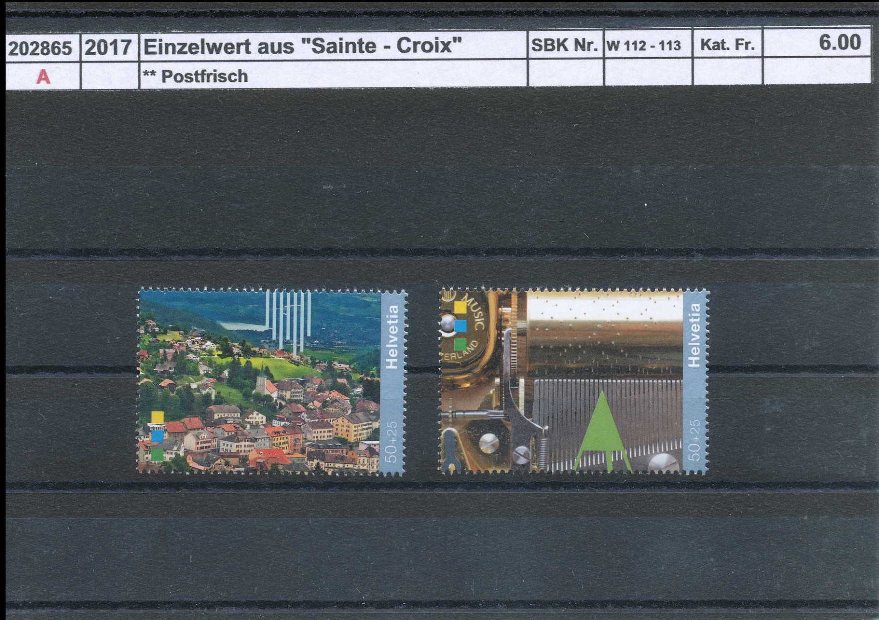 Tous les timbres: 2017 Einzelwerte aus "Sainte - Croix, Block", ** postfrisch – Neuf (Voir description) à Winterthur par Zupogeru