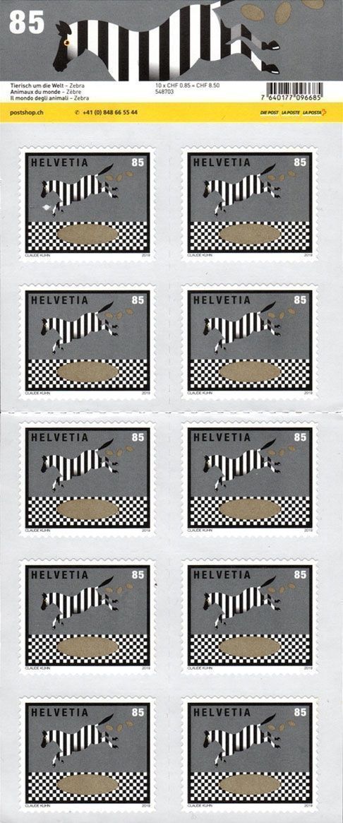 Tutti i francobolli: Bogen Tierisch um die Welt - Zebra** – Nuovo (secondo la descrizione) da Dottikon venduto da haeusibuh5