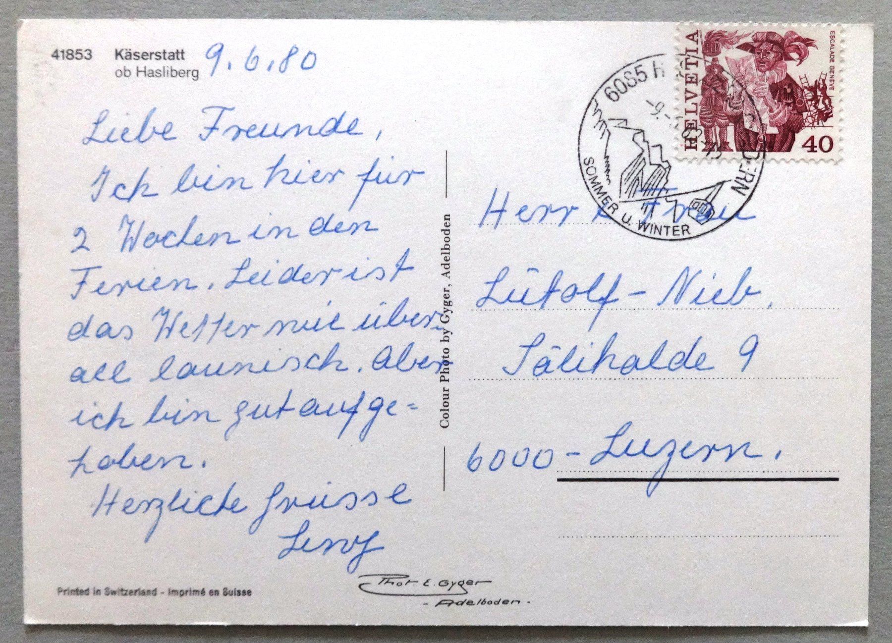 Cartes postales: Käserstatt ob Hasliberg – D'occasion à Fétigny par Billy2miny 1