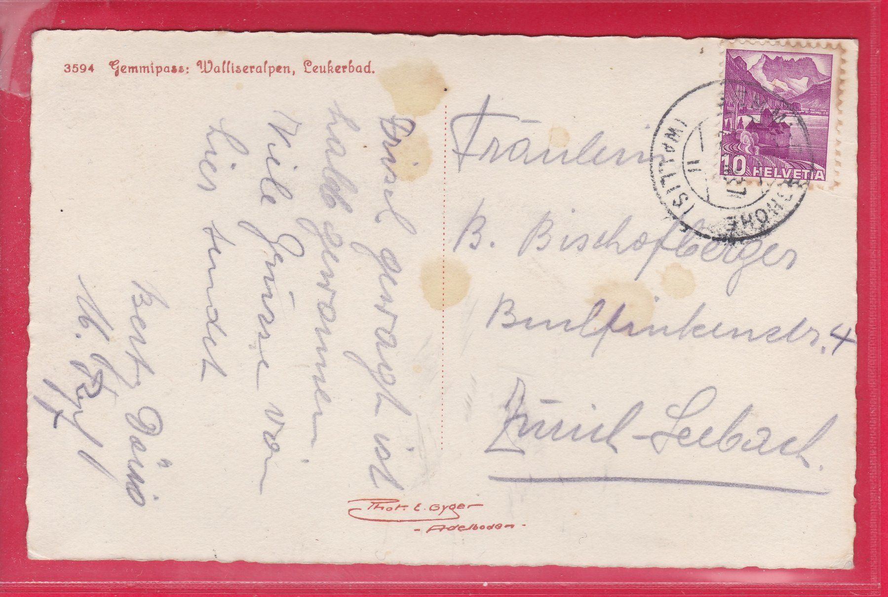 Cartoline postali: GEMMIPASS, WALLISERALPEN, LEUKERBAD, – Usato da Oberrieden venduto da Gebirgsstelze 1