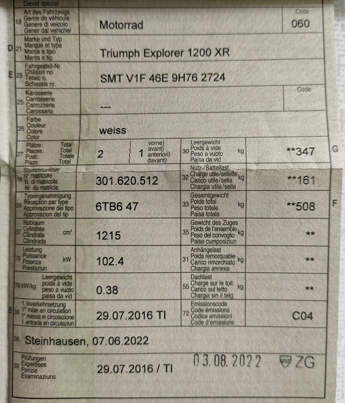 Triumph Strada: Triumph Tiger Explorer 1200 – Usato da Unterägeri venduto da K172 3