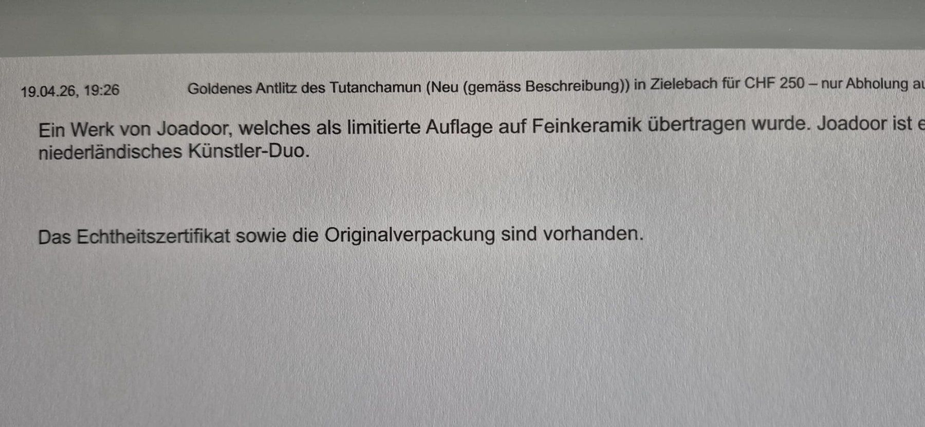 Foto & Immagini: Goldenes Anlitz des Tutanchamun – Nuovo (secondo la descrizione) da Rain venduto da Affe34 2