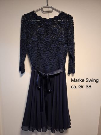 Elegantes Swing Kleid Gr. 38 dunkelblau Spitze festlich