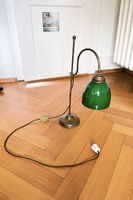 Lampe Messing Antik Schreibtischlampe Grüner Schirm