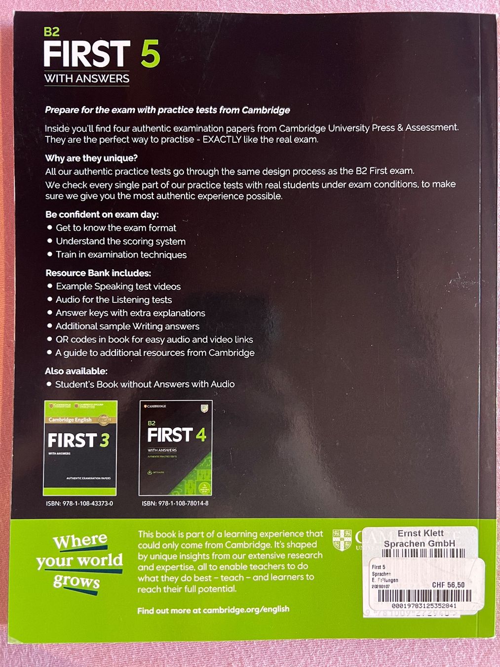 Libri: Cambridge B2 First 5 authentic practice tests (with answers) – Nuovo e nell'imballaggio originale da Vilters venduto da ail_hhd9 1