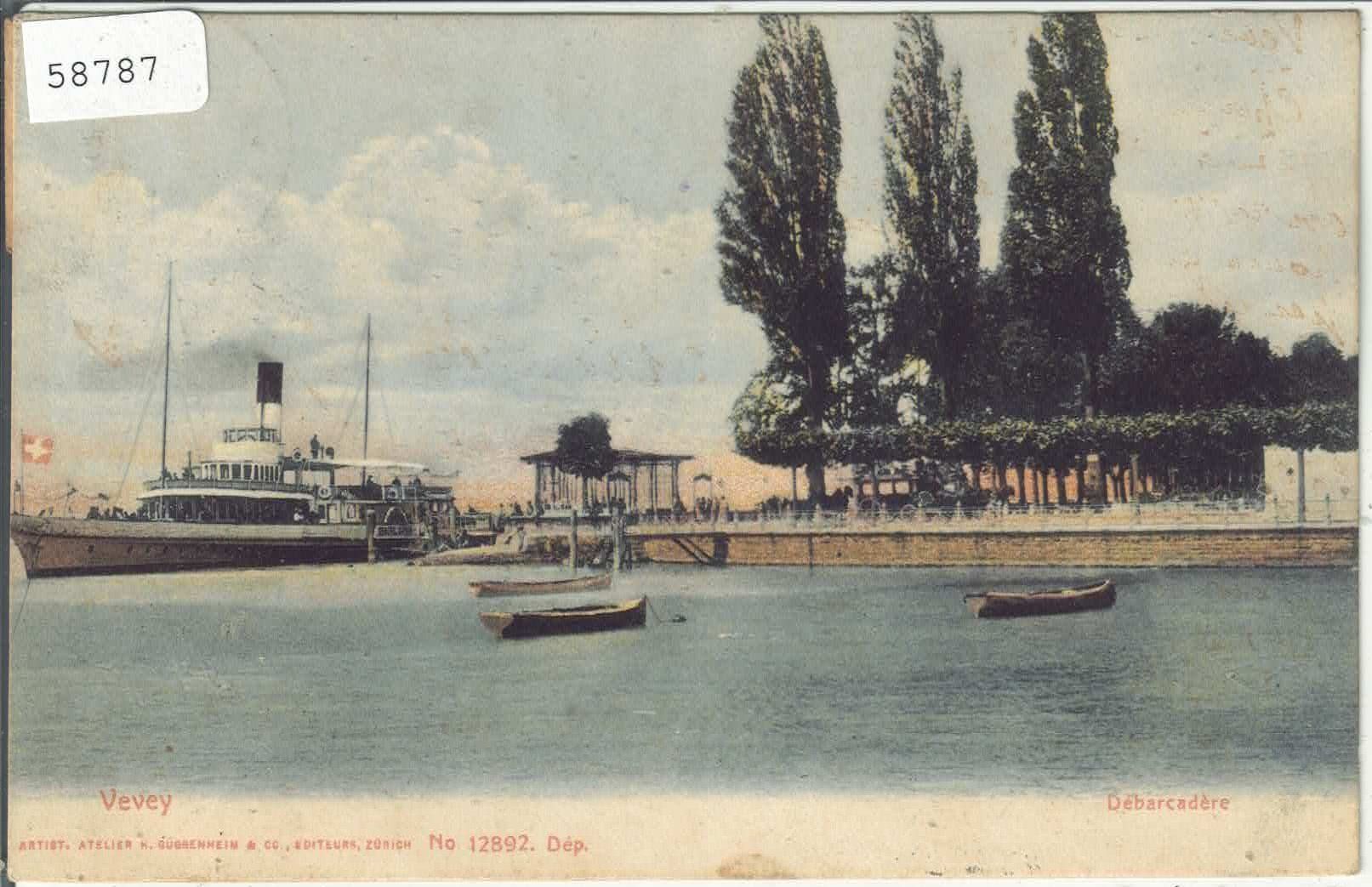 Cartoline postali: Vevey - Debarcadere - Dampfschiff - coloriert – Usato da Ettingen venduto da Kartenplanet