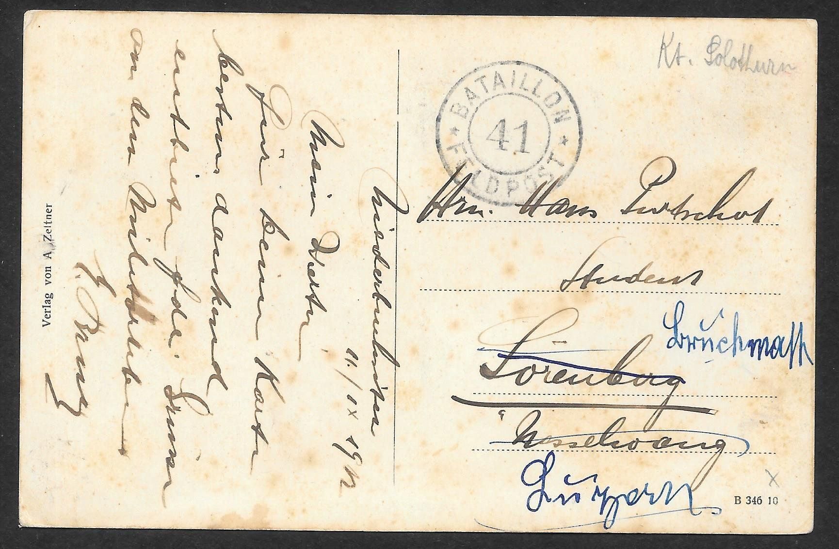 Ansichtskarten: Niederbuchsiten 4 Bilder Feldpoststempel – Gebraucht aus Olten von clotaldi 1