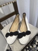 Ballerinas Brunate Damen Gr38 weiss gepunktet mit Schleifen
