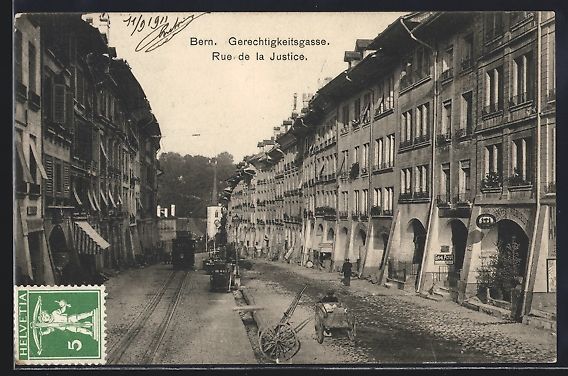 Ansichtskarten: Bern, Gerechtigkeitsgasse mit Strassenba – Gebraucht aus Berlin von bartko-reher
