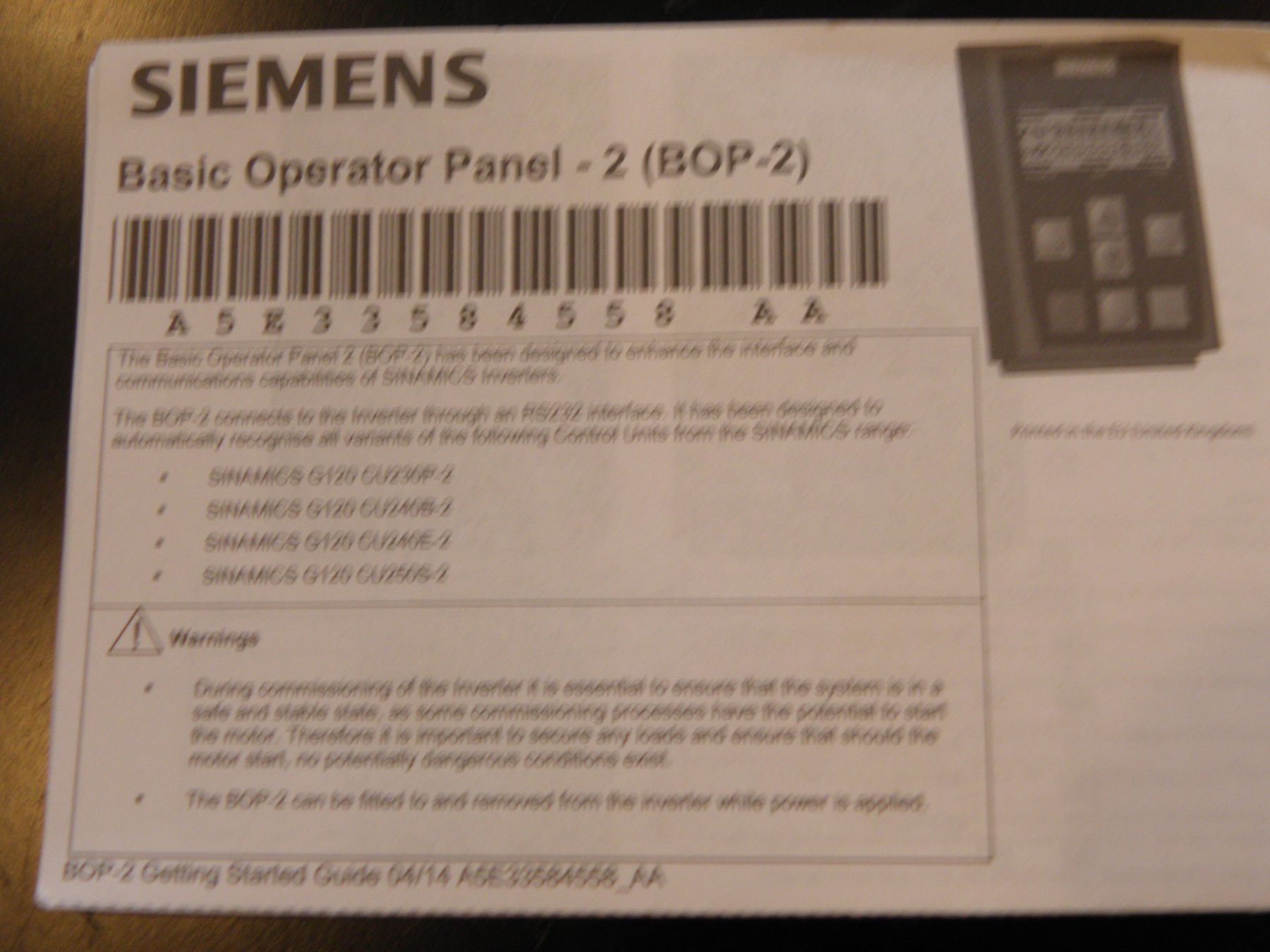 Siemens Composants électroniques: Siemens Basic Operations Panel Sinamic BOP2 XAEO08-000570 – Neuf (Voir description) à Bischofszell par Museumscafe 1