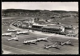 AK Zürich, Kloten, Flughafen mit Flughafen-Restaurant, Flugz