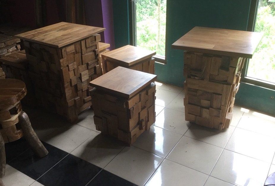 Tischset: SET Sitzgruppe Hocker Tisch Teak Holz Sitzmöbel Garnitur – Neu und originalverpackt aus Daisendorf von Wohn-Kult 2