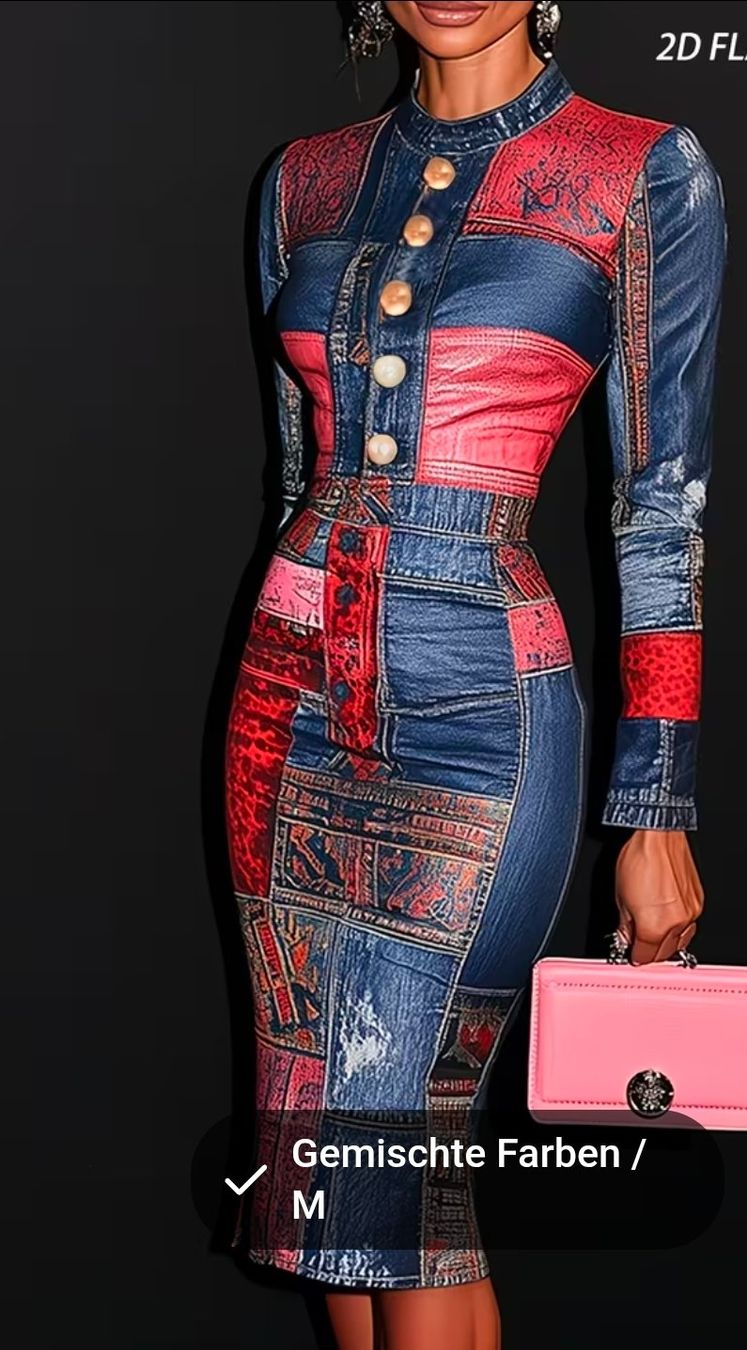 Robes: Patchwork Kleid Denim Blau/Rot Grösse L – Neuf avec emballage d'origine à Winterthur par criss_surdila