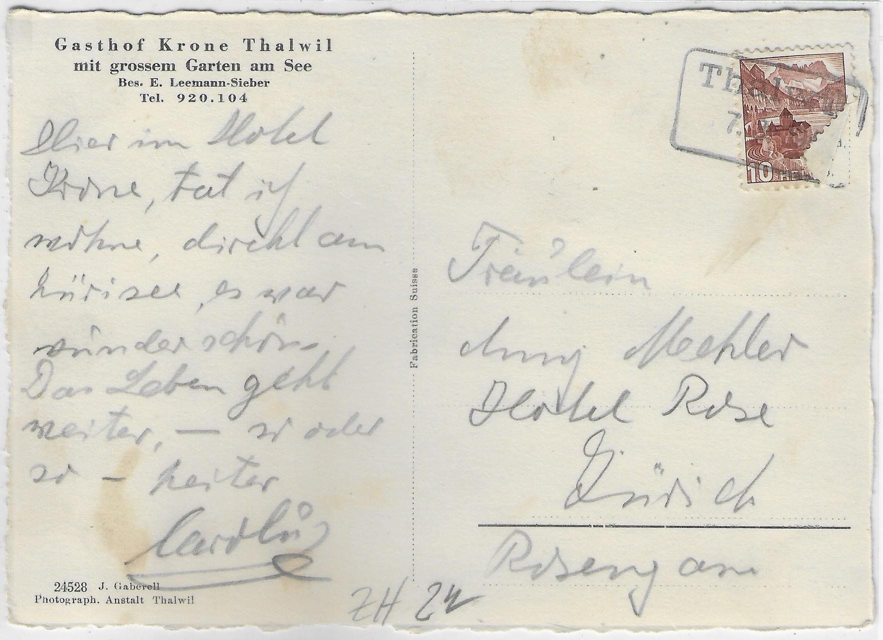 Cartes postales: Thalwil - Gasthof Krone – D'occasion à Ettingen par Kartenplanet 1