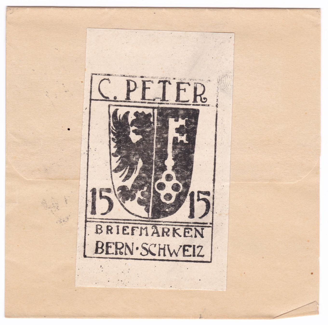 Tutti i francobolli: Grosse Vignette / Kleber "Briefmarken C. Peter Bern Schweiz" – Usato da Basel venduto da riobar 2