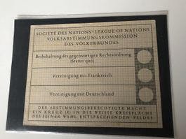 Abstimmungskarte VÖLKERBUND Aufnahme DEUTSCHLAND