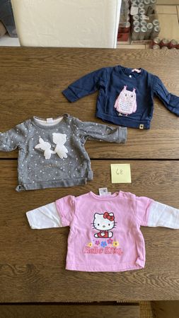 3er Set Baby Pullover Gr. 68 - Rosa Blau Eule Baby Pullis