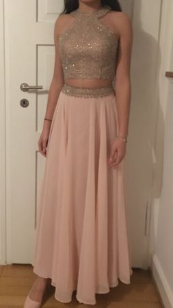 Abendkleid 2-teilig rosé/apricot Gr.32/XS