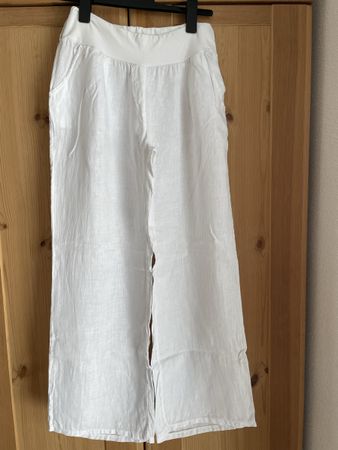 Weisse Damen Leinenhose Gr XL