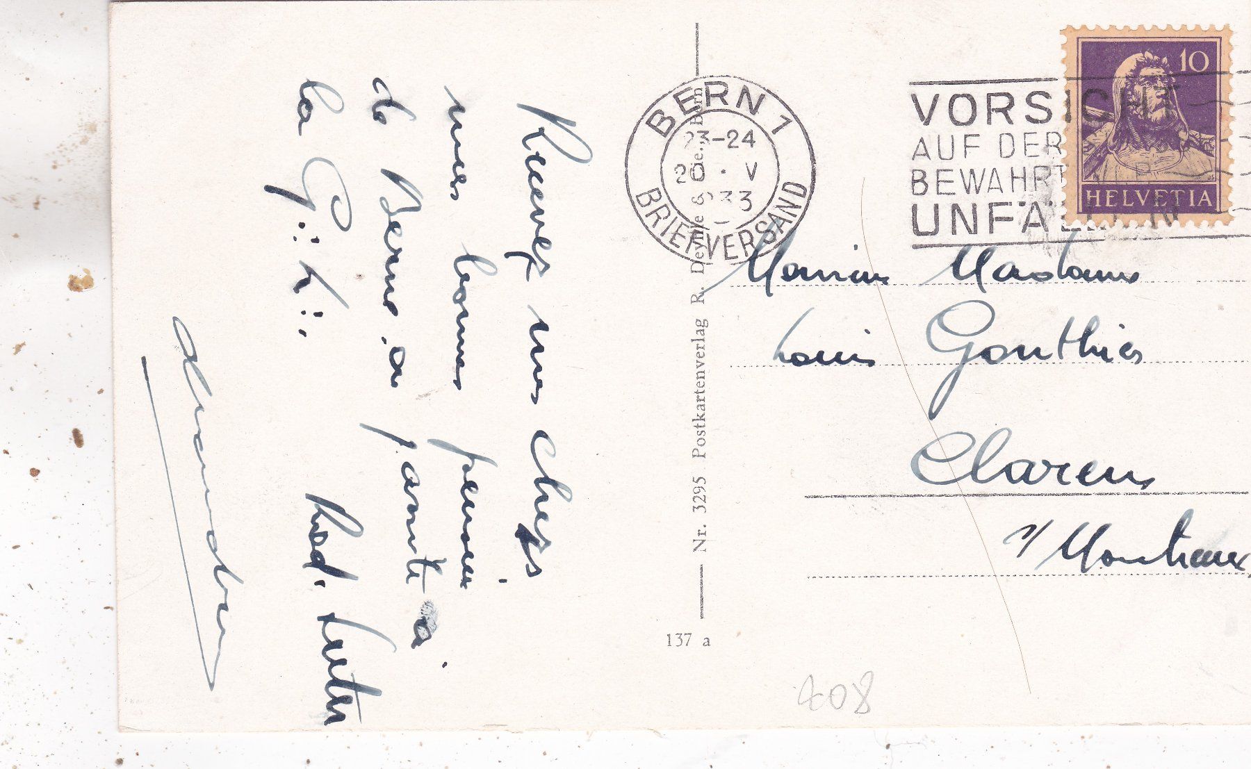 Cartes postales: Berne Bern Bellevue Palace 1933 – D'occasion à Herisau par Lisegrat2008 1