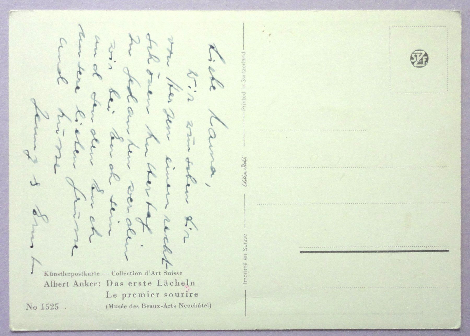 Cartoline postali: Albert Anker : Das erste Lächeln – Usato da Fétigny venduto da Billy2miny 1