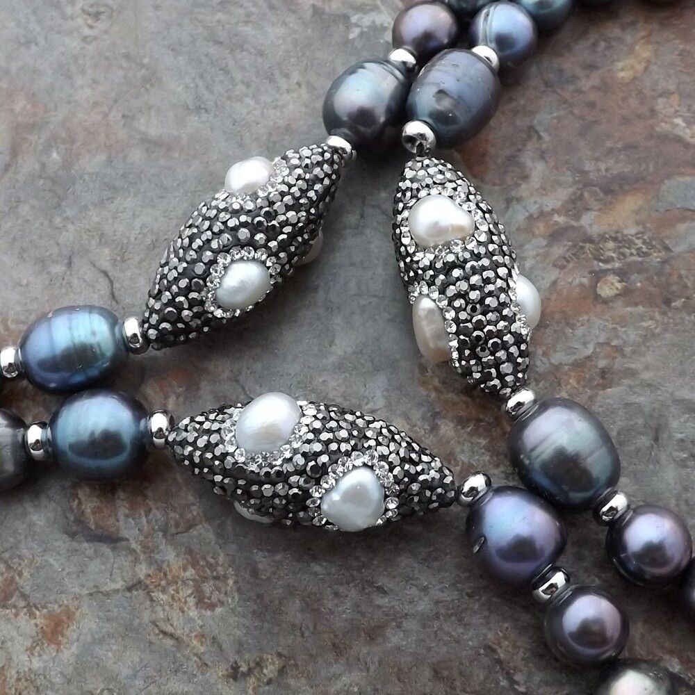 Catenine: Statement 125cm schwarz Perlen Kette Collier Echt Perle Noir – Nuovo (secondo la descrizione) da Prilly venduto da ilyria73 2