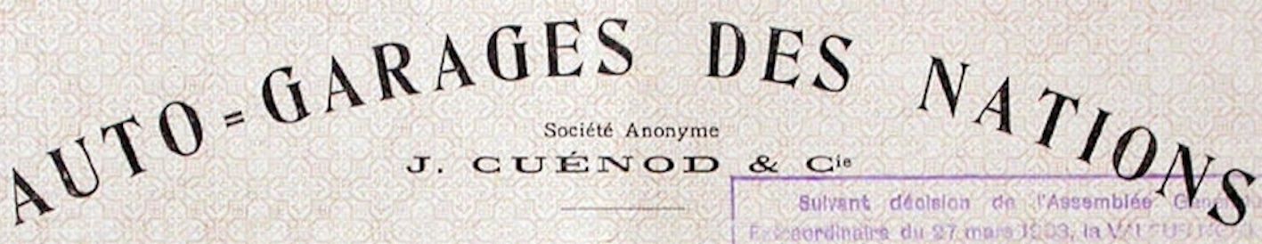 Documenti: Auto-Garages des Nations SA, Plainpalais - 1920 – Usato da Solothurn venduto da Sgasche 1