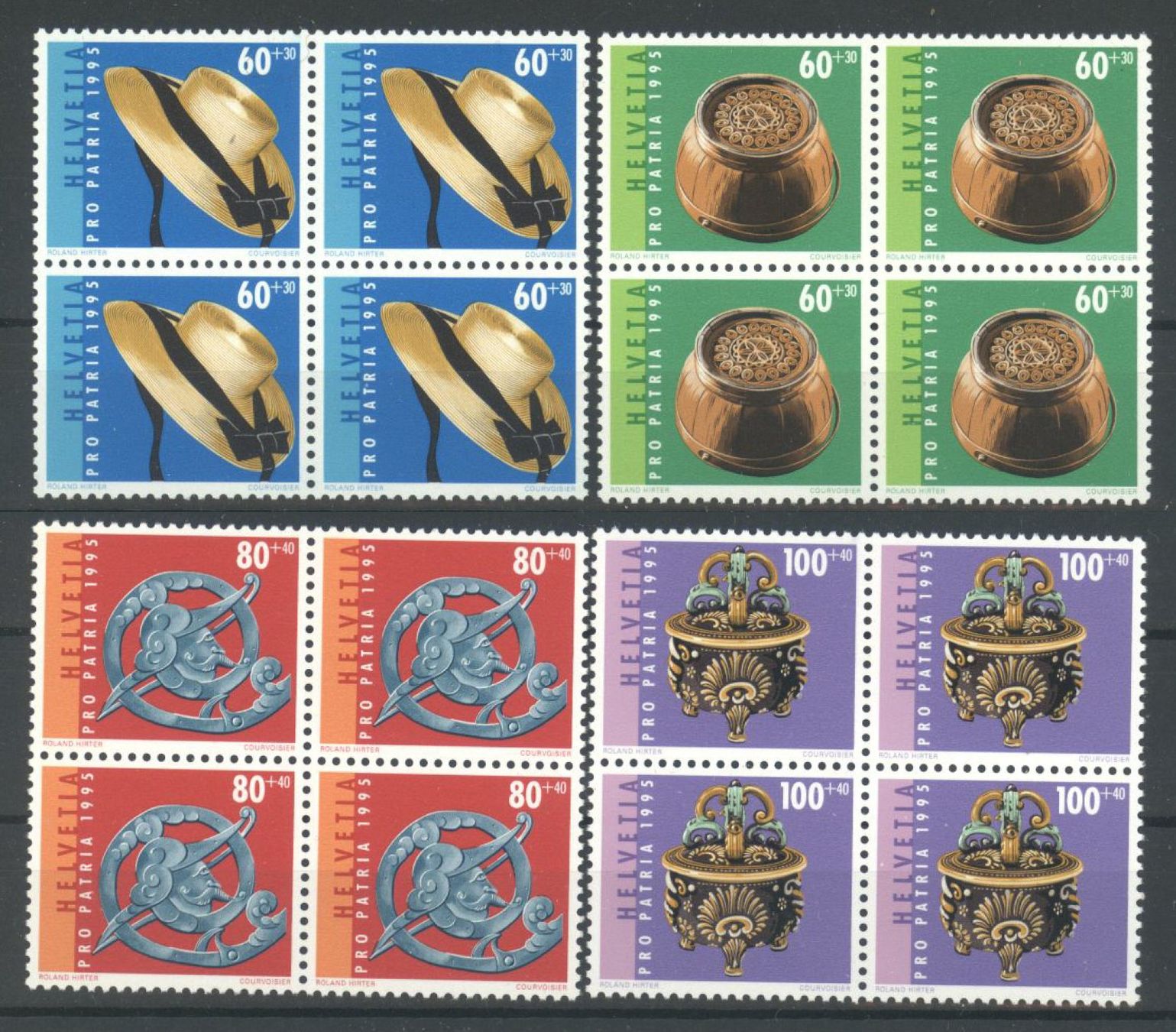 Tous les timbres: 1995, Pro Patria, Viererblöcke ** – D'occasion à Willisau par Vollstempel