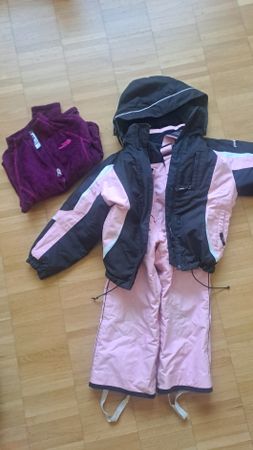 Skianzug Kinder Set pink schwarz, verstellbar