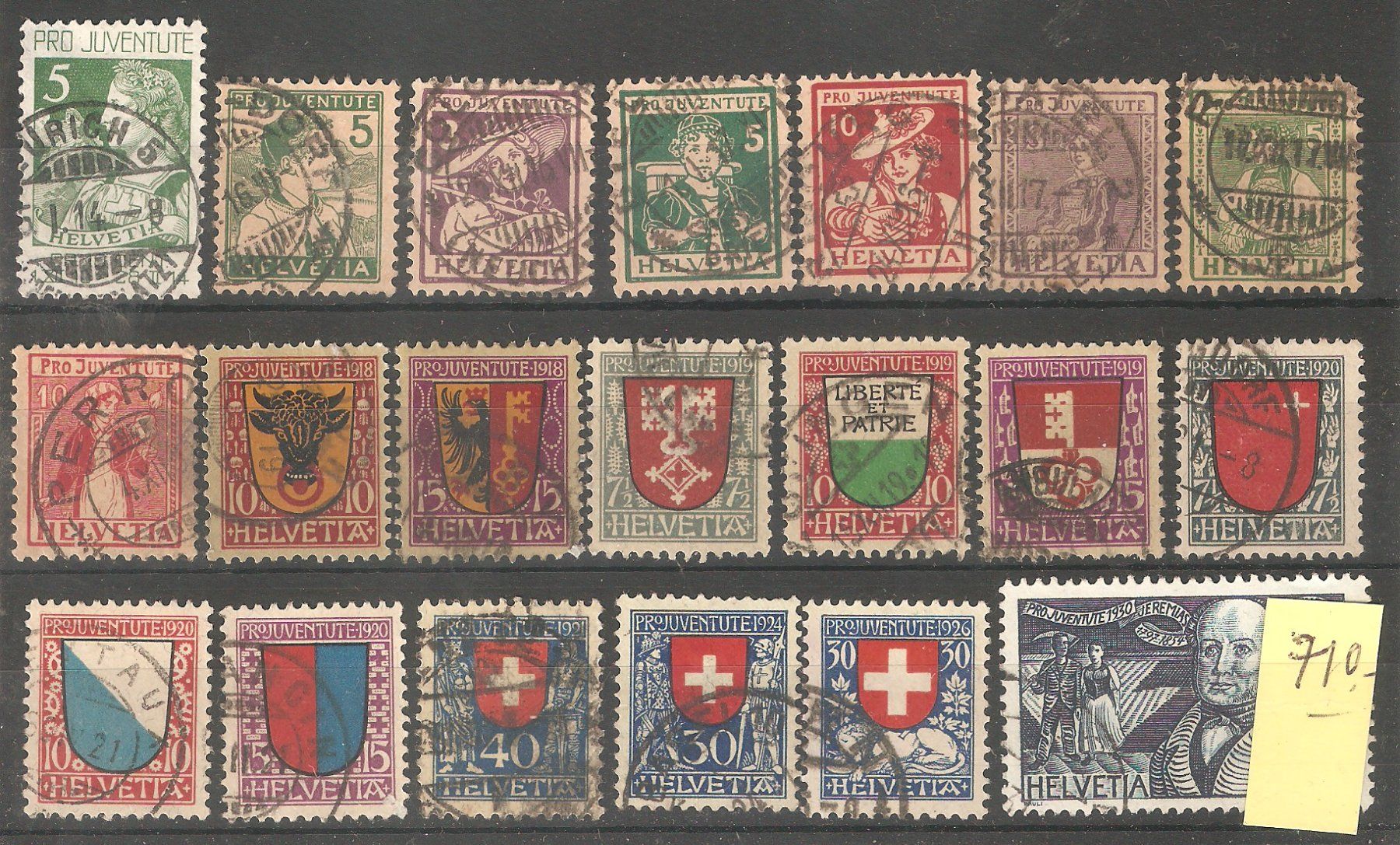 Tutti i francobolli: 20 gute PJ feinst gest. – Usato da Lausanne venduto da Whorvath