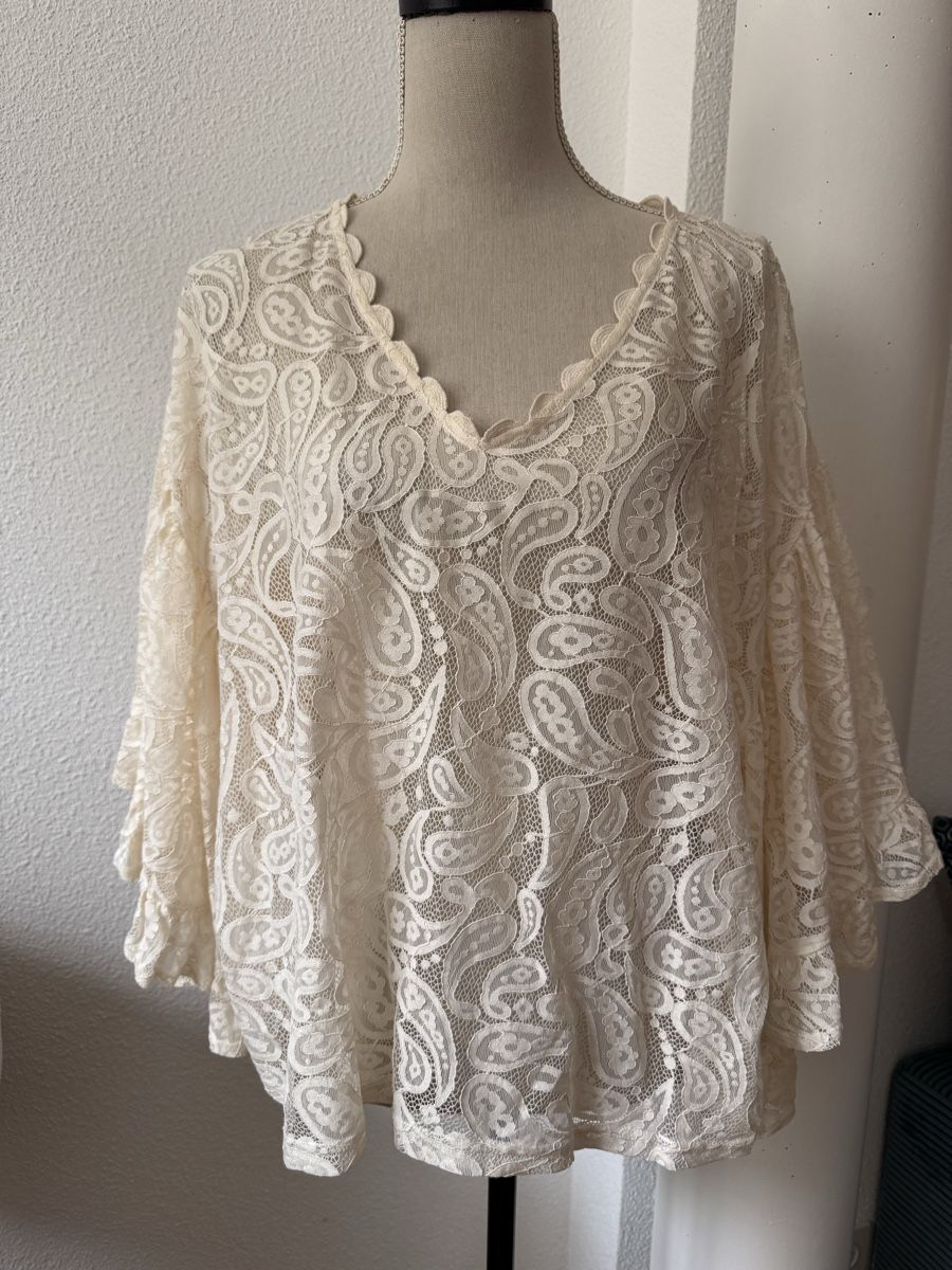 Tuniche: Blouse tunique dentelle crème WILD, taille one size – Nuovo (secondo la descrizione) da Morges venduto da sandy069