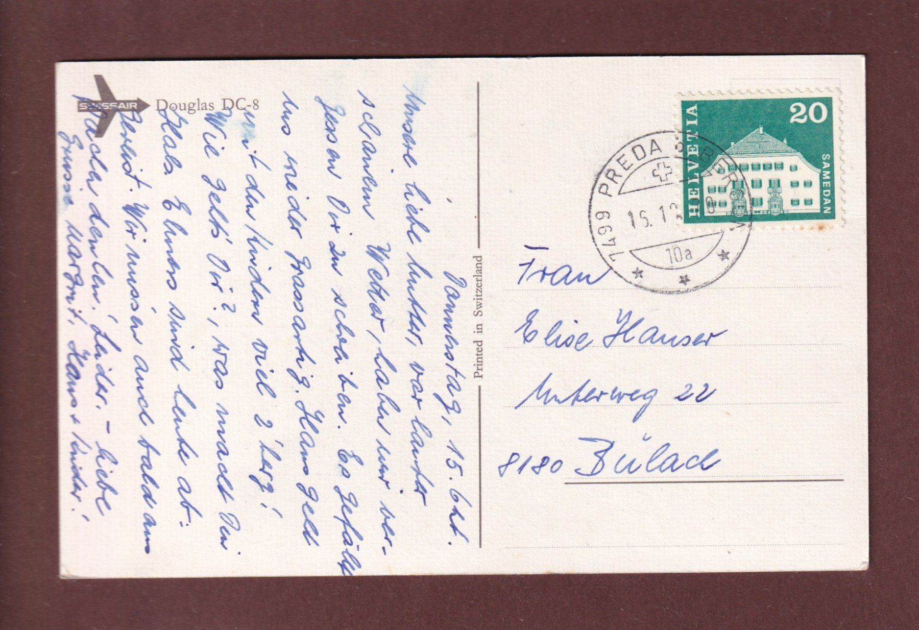 Cartoline postali: SWISSAIR - Douglas DC-8 - 1970 – Usato da Pully venduto da nicecards 1
