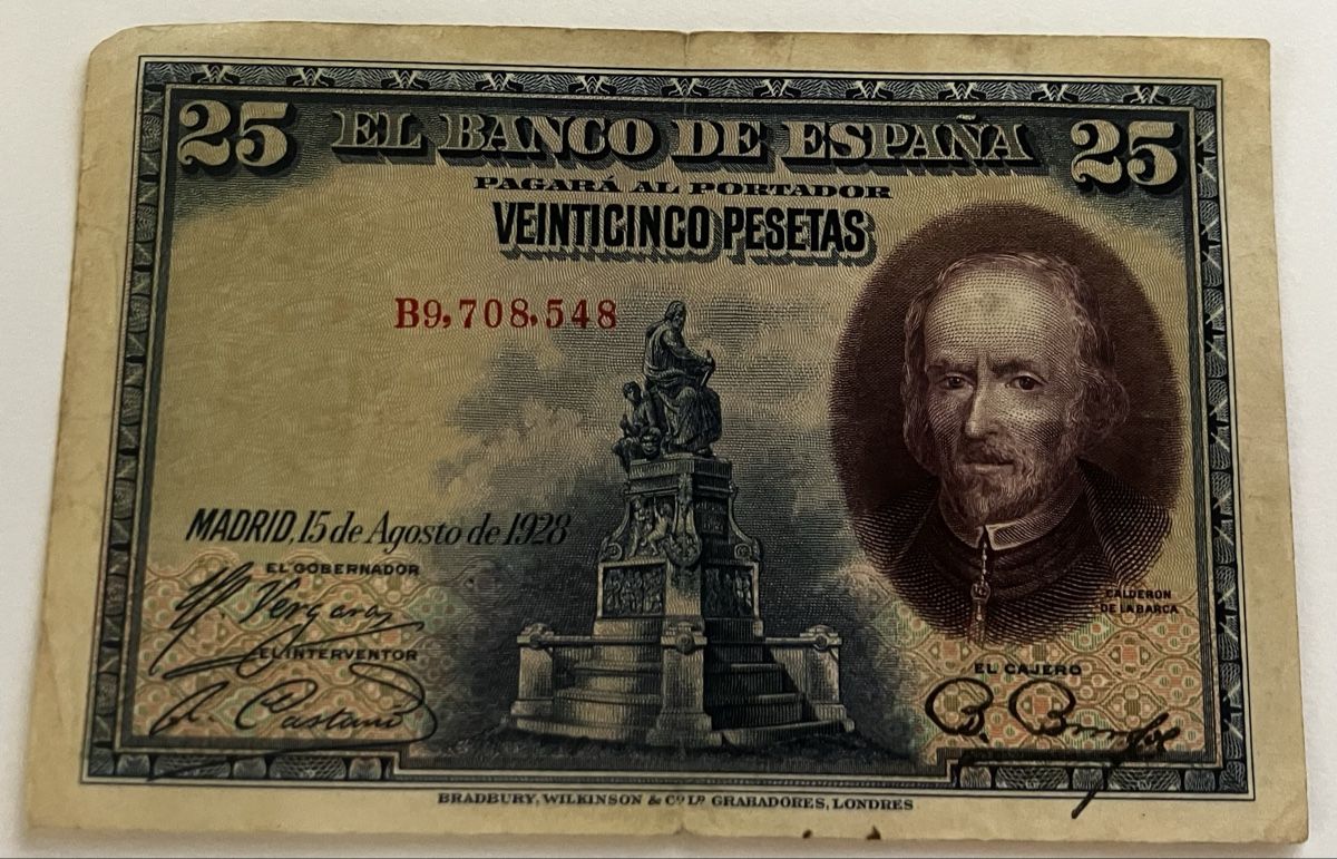 Banconote: Spanien 25 Pesetas 1928 – Usato da Algetshausen venduto da Carrhard