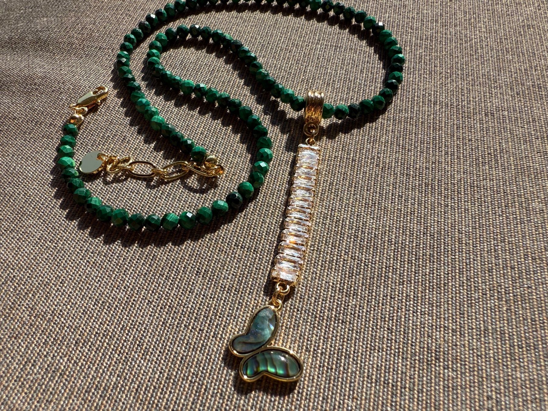 Catenine: Malachit Kette Halskette Collier Schmetterling Halsschmuck – Nuovo (secondo la descrizione) da Rotkreuz venduto da beltraum 3