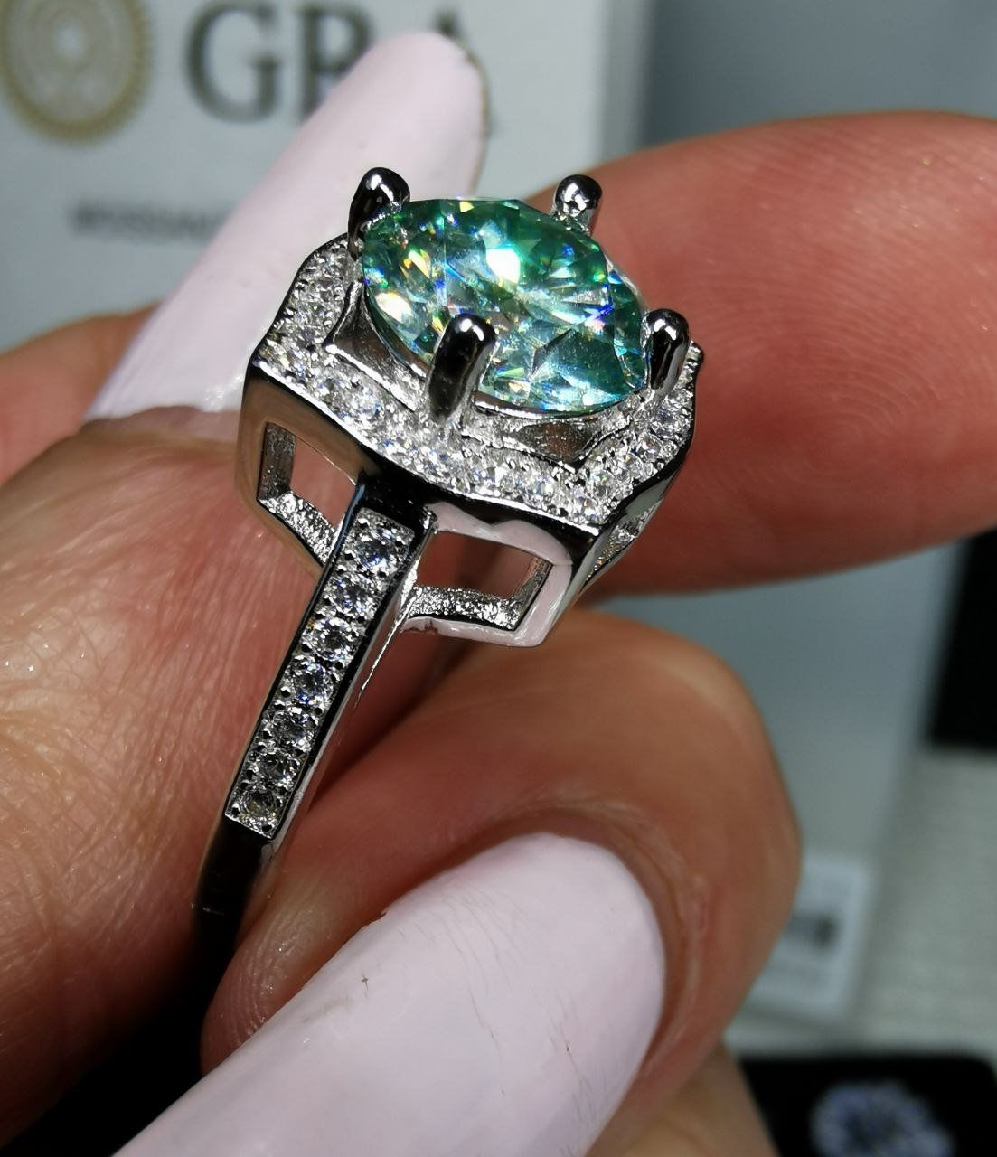 Anelli: Bague argent avec diamant de moissanite de 2 ct certifié GRA – Nuovo e nell'imballaggio originale da Reconvilier venduto da Tsma67
