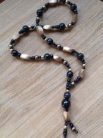 Schöne Kette Holz Ethno schwarz gold NEU