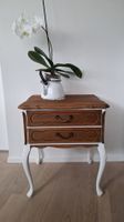 Tischchen mit 2 Schubladen braun-weiss Landhausstil