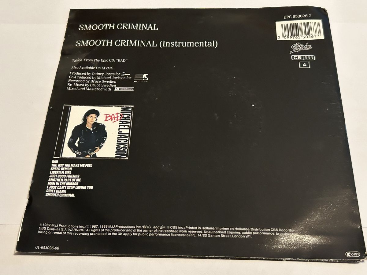 Schallplatten: Michael Jackson. 1987. Smooth Criminal – Gebraucht aus Faulensee von Mizuno06 1