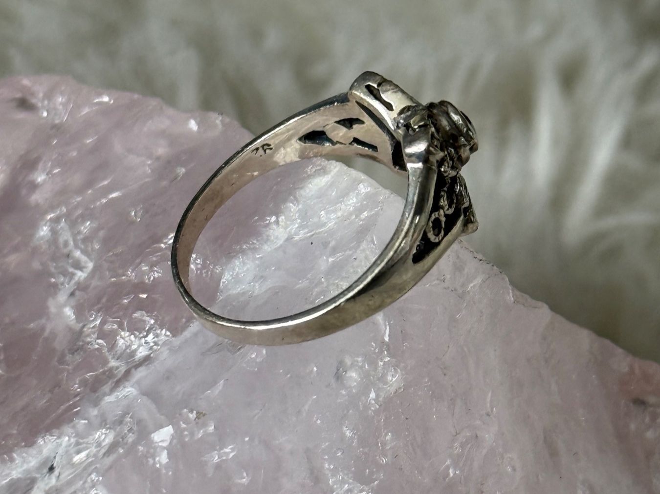 Anelli: Vintage Silberring 925 mit rotem Stein – Usato da Istighofen venduto da Ringparadies 1