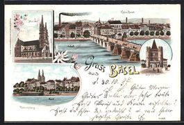 Litho Basel, Münster, Spalen-Tor, Rhein