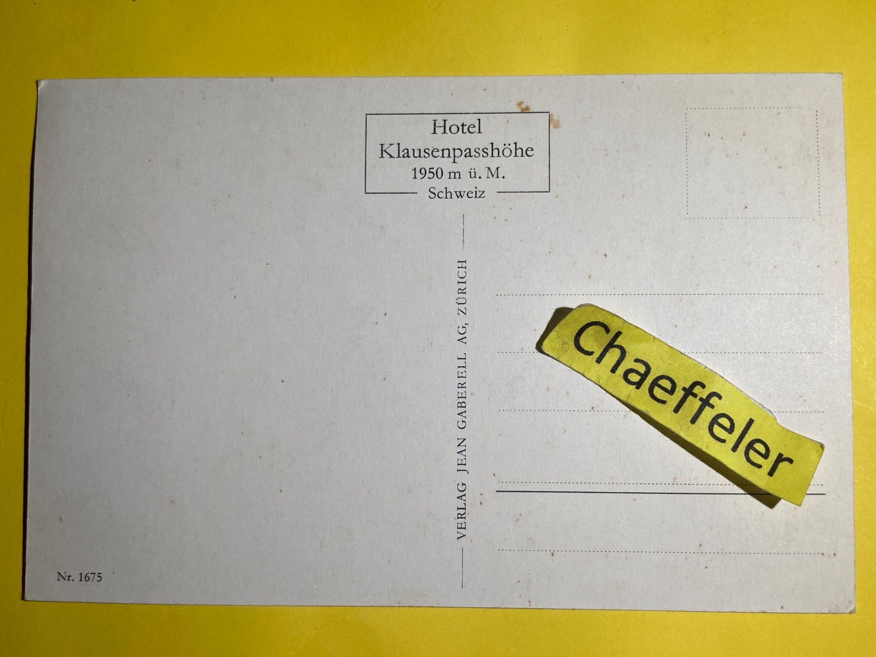 Cartes postales: Hotel Klausenpasshöhe – D'occasion à Zürich par Chaeffeler 1