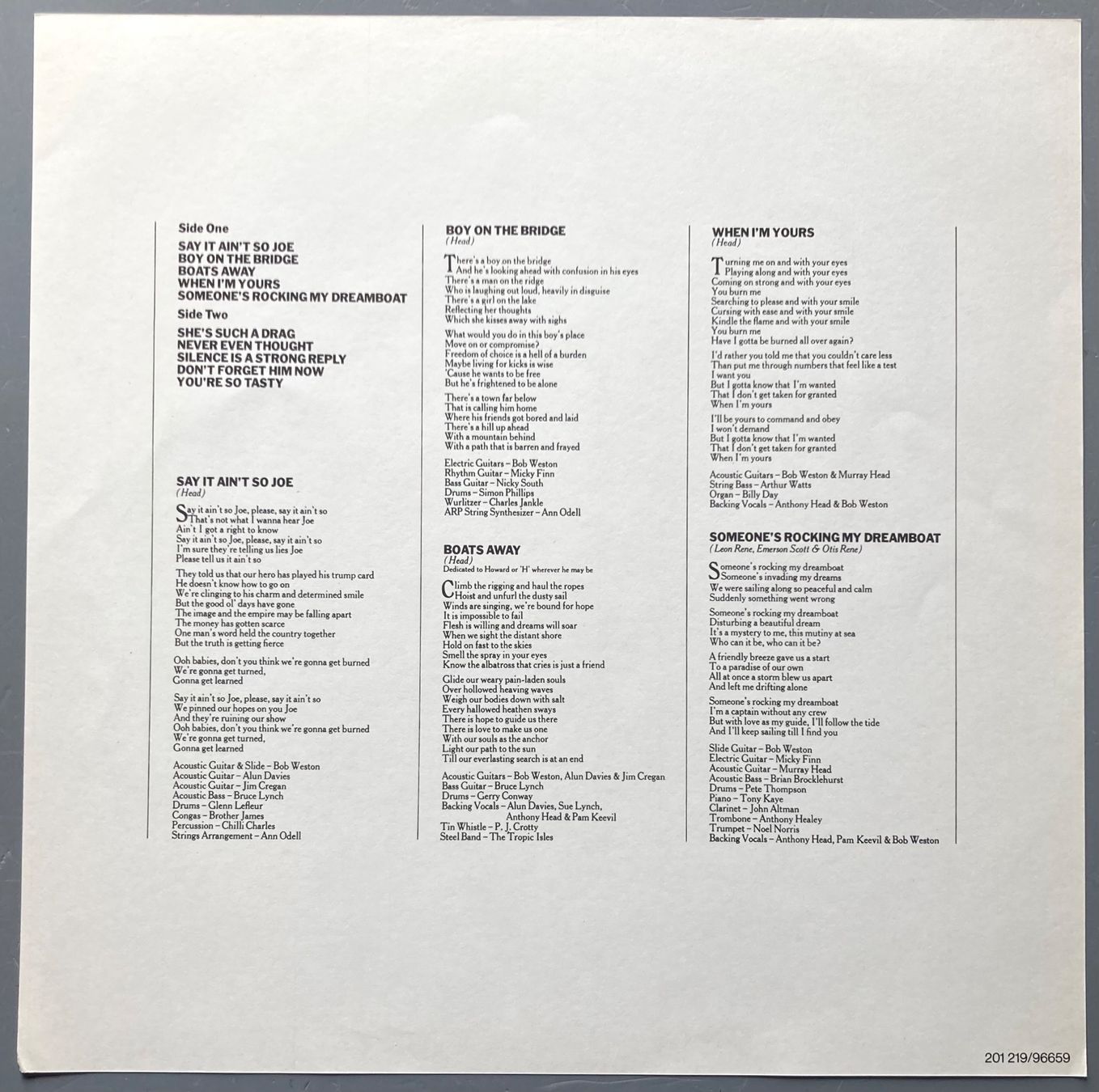 Vinyles: MURRAY HEAD - SAY IT AIN'T SO – D'occasion à Poliez-Pittet par Newtown-Records 2